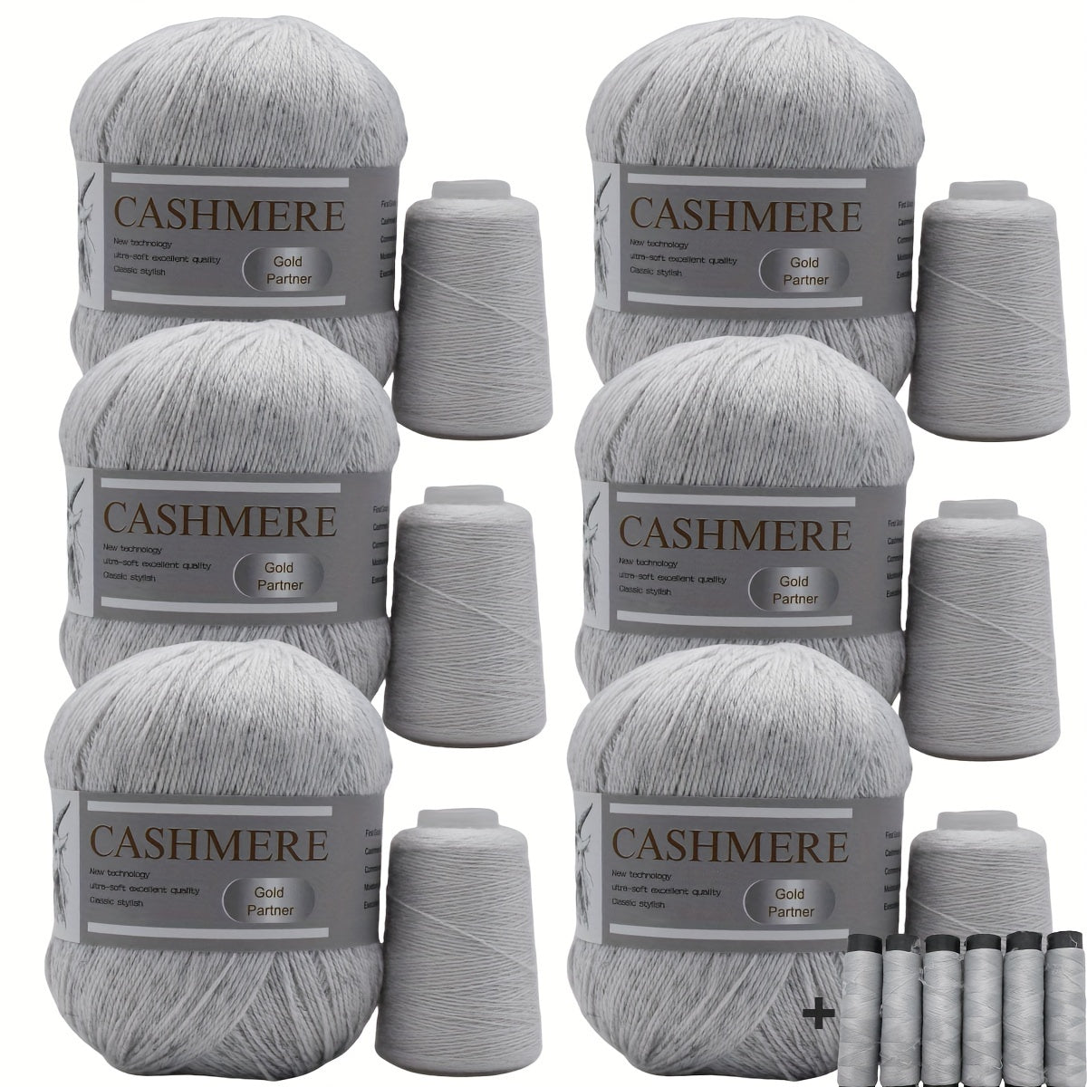 Luxurious Cashmere Yarn Set for Knitting and Crocheting Multicolored 6-Pair Bundle