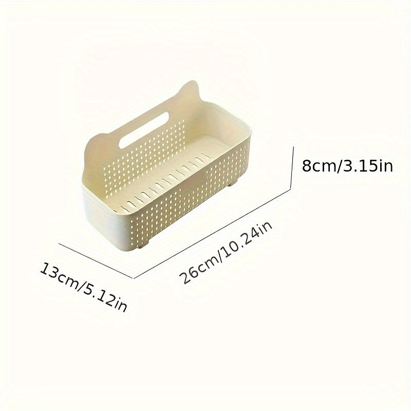 Wall-Mounted Plastic Storage Basket Adhesive Kitchen Bathroom Organizer