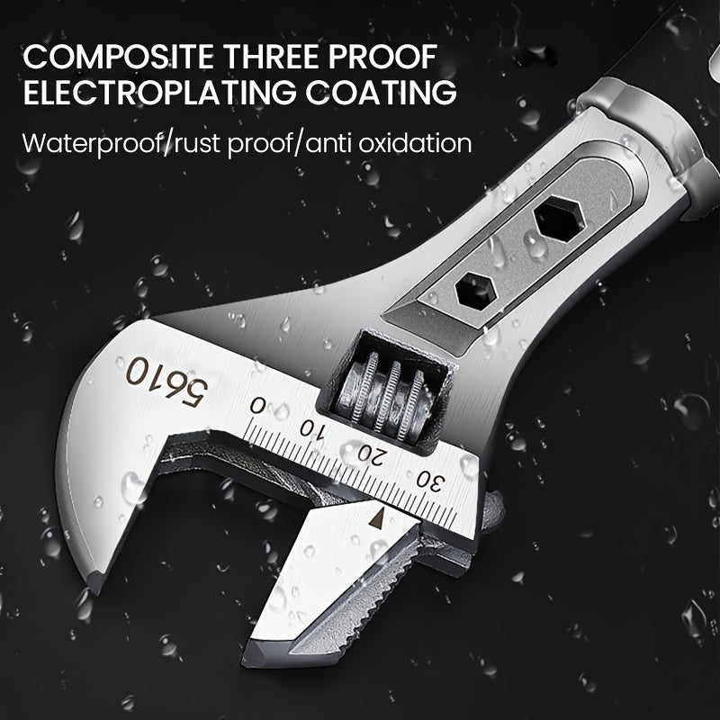 Heavy-Duty Adjustable Wrench Rust-Resistant Steel Heat-Treated Precision Milled Jaws
