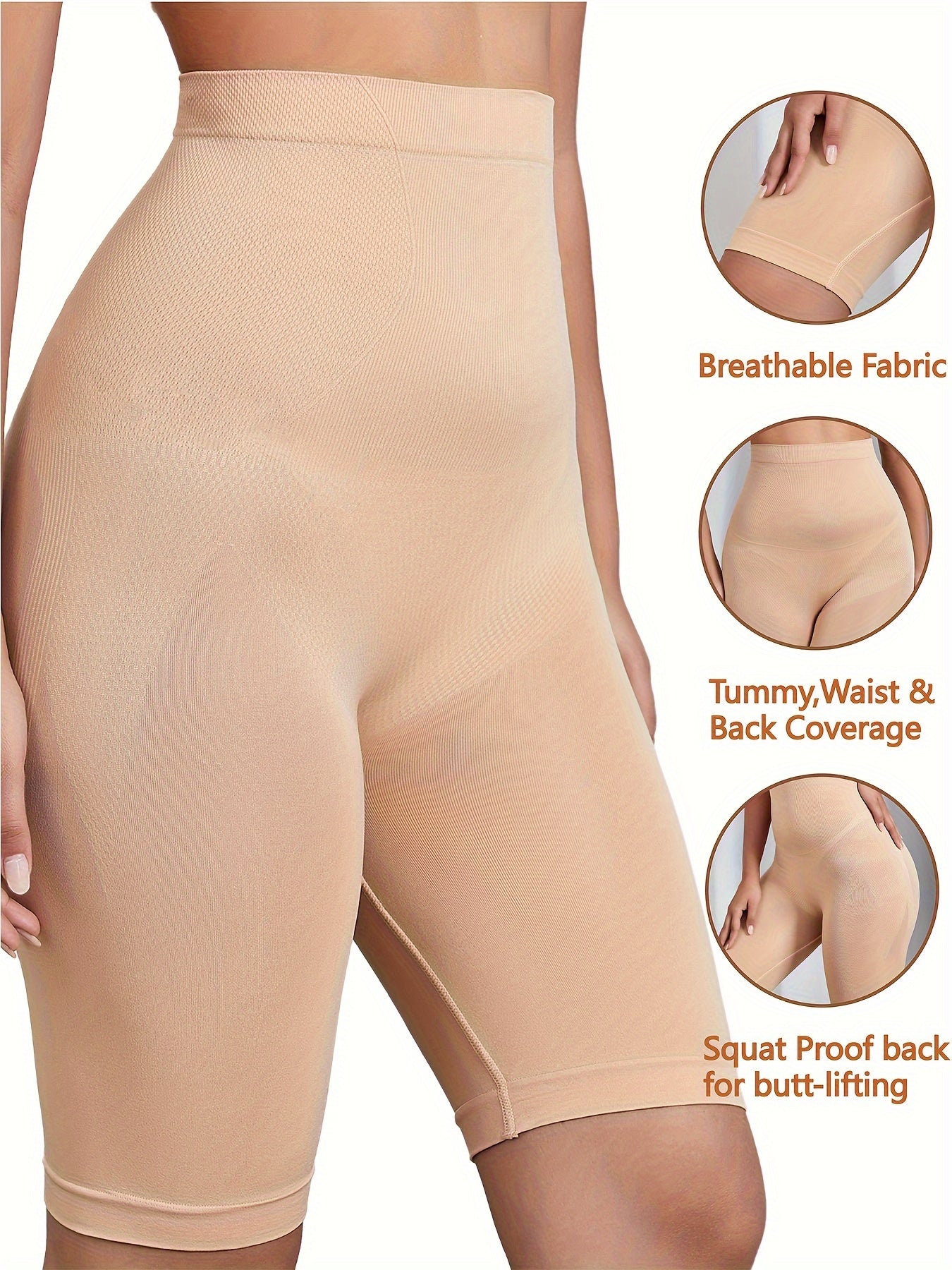 Women's Black High-Waist Seamless Shapewear Leggings Tummy Control Butt Lift Nylon Elastane