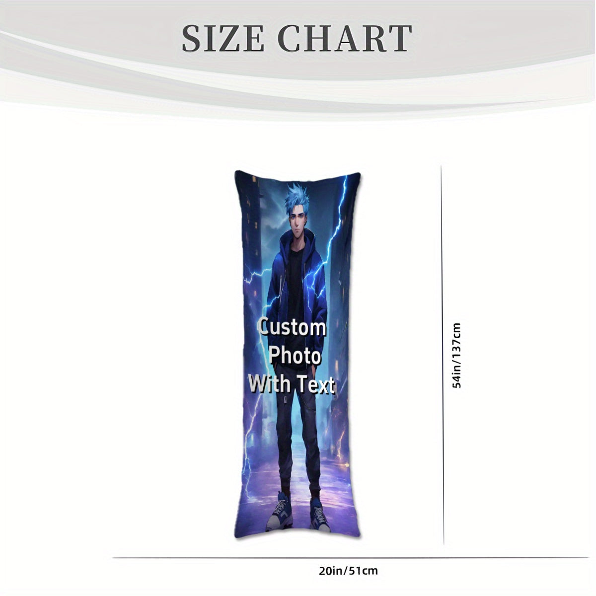 Personalized Long Body Pillow Cover Soft Plush Double-Sided 50.8x137.16 cm