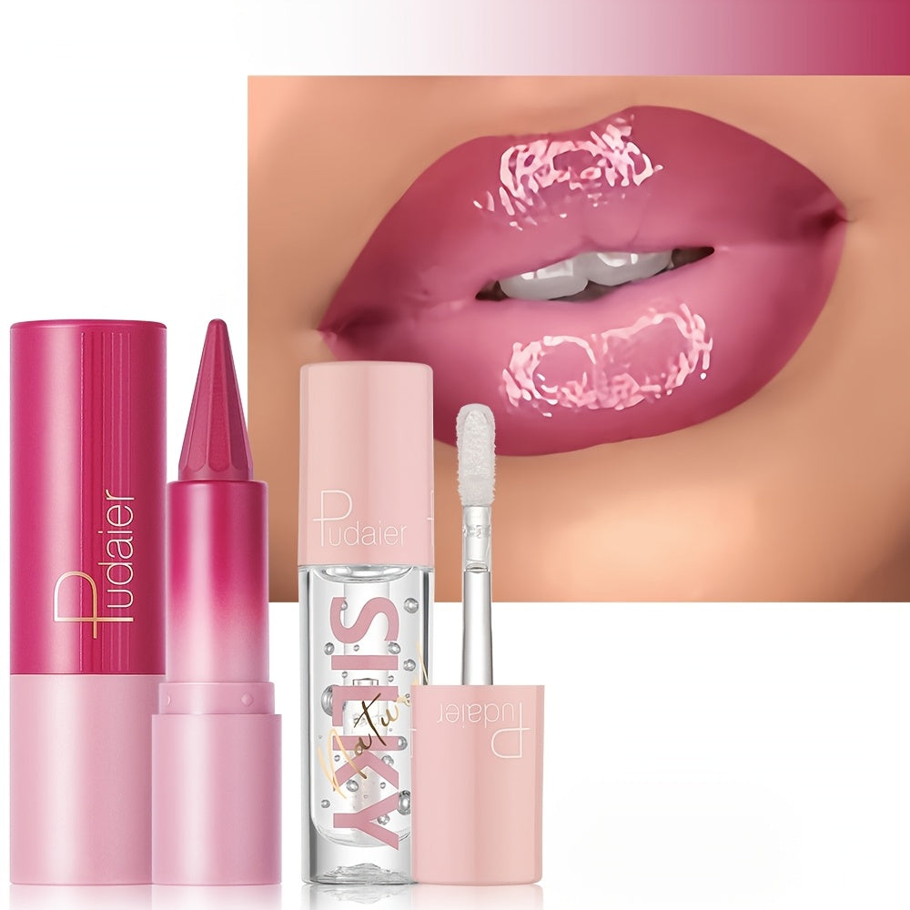 Women Lipstick and Lip Oil Set with Hydrating and Long-Lasting Finish