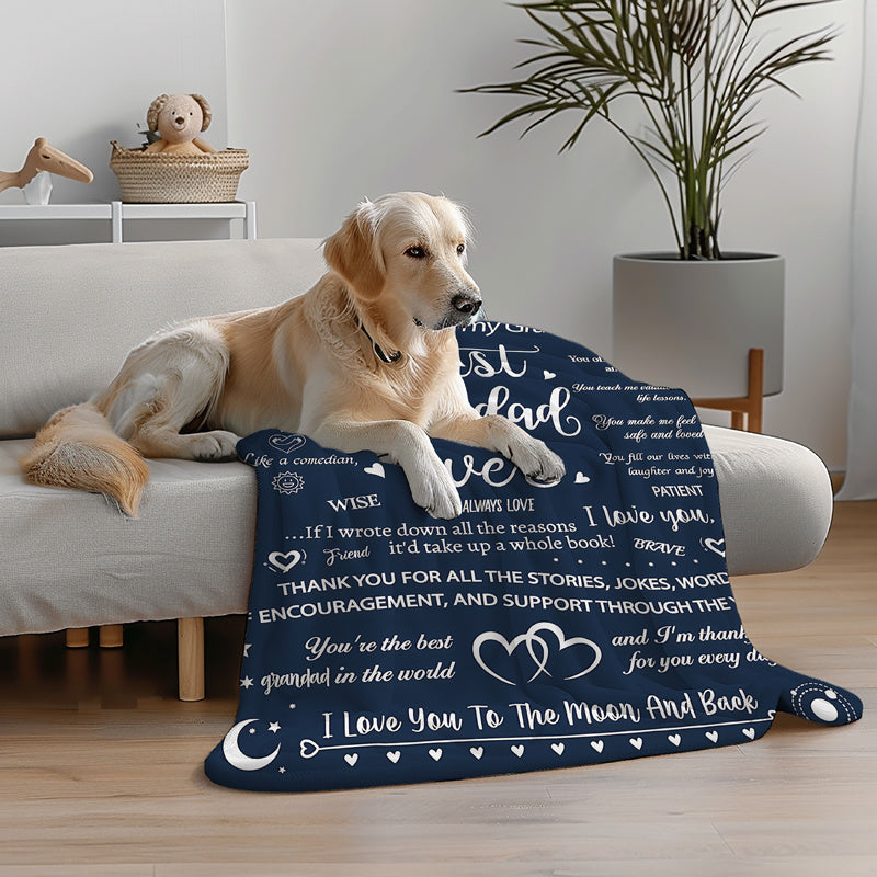 Personalized Throw Blanket for Grandad Soft Cozy Gift from Grandchildren