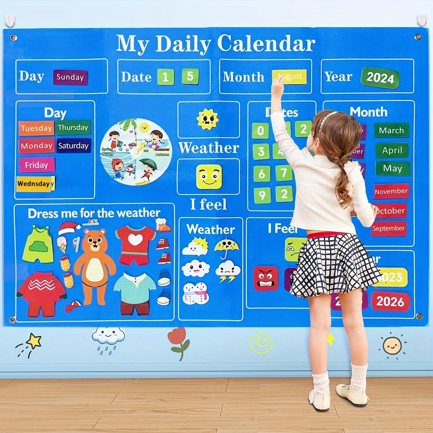 Felt Calendar Set for Kids Educational Classroom Halloween Christmas