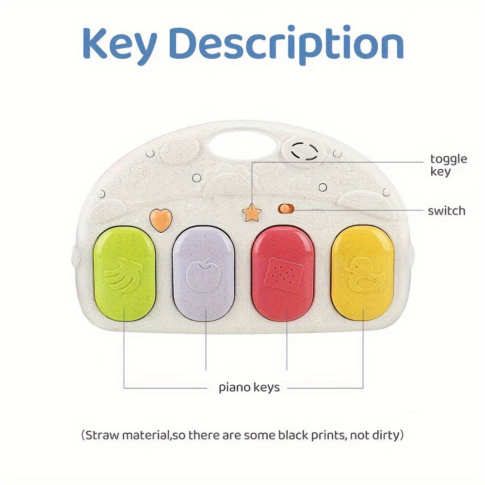 Soft Removable Pads for Kids on Blue Play Mat with Musical Piano and Bell Stand