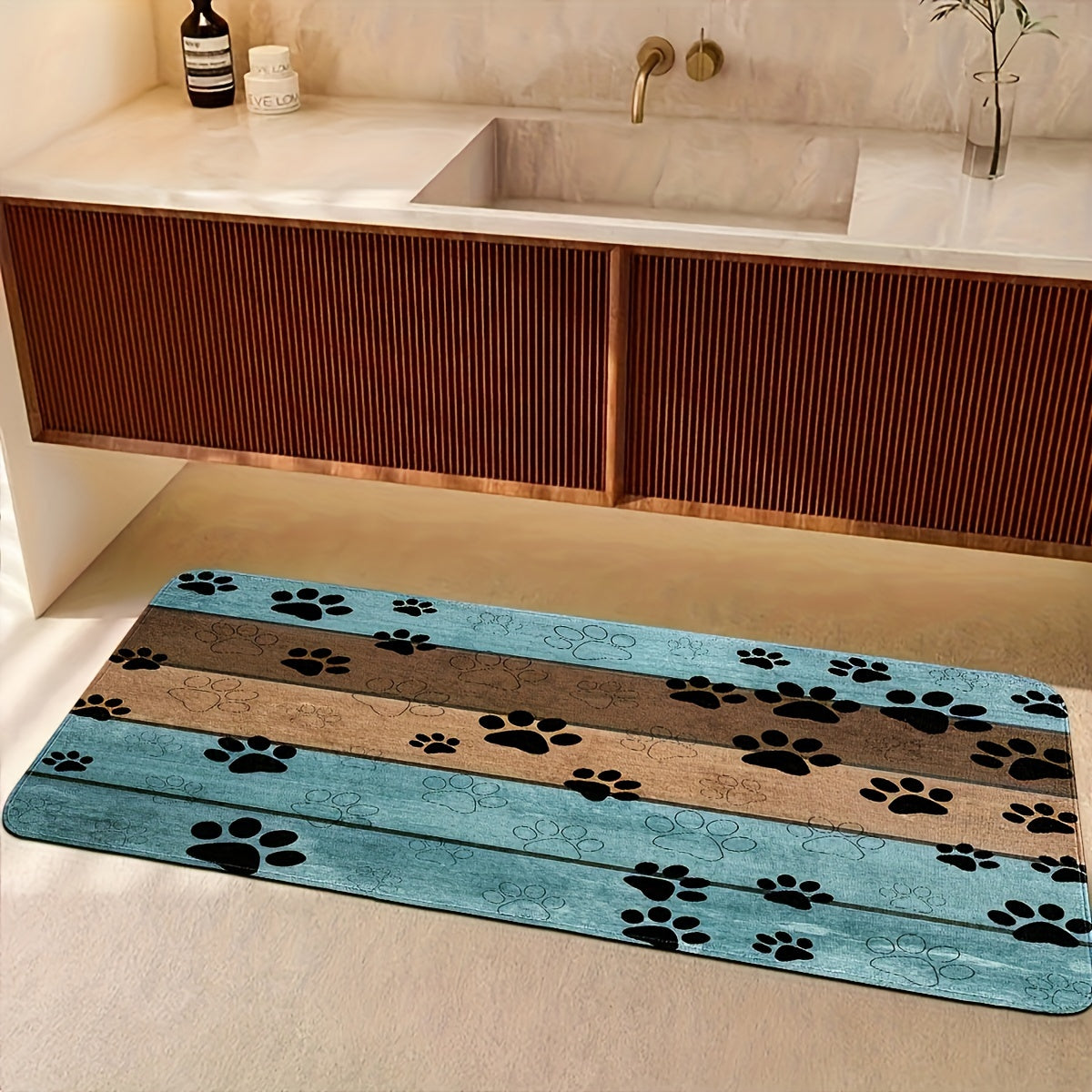 Dog Paw Print Entryway Mat Fast-Absorbing Quick-Dry Bath Rug Machine Washable Indoor Rug