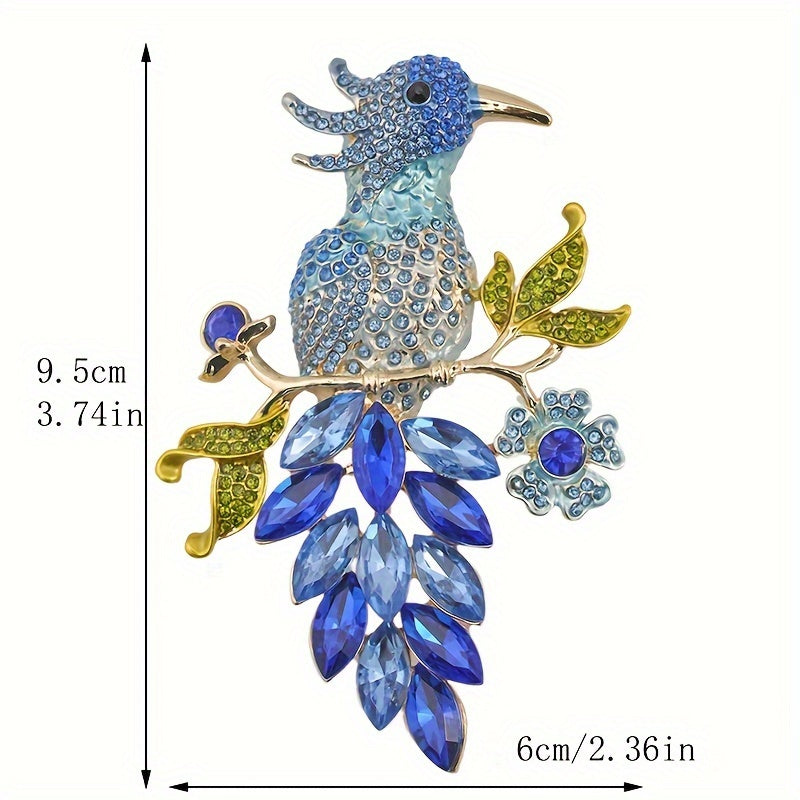 Retro-Style Alloy Hand-Painted Bird Brooch with Rhinestones for Women