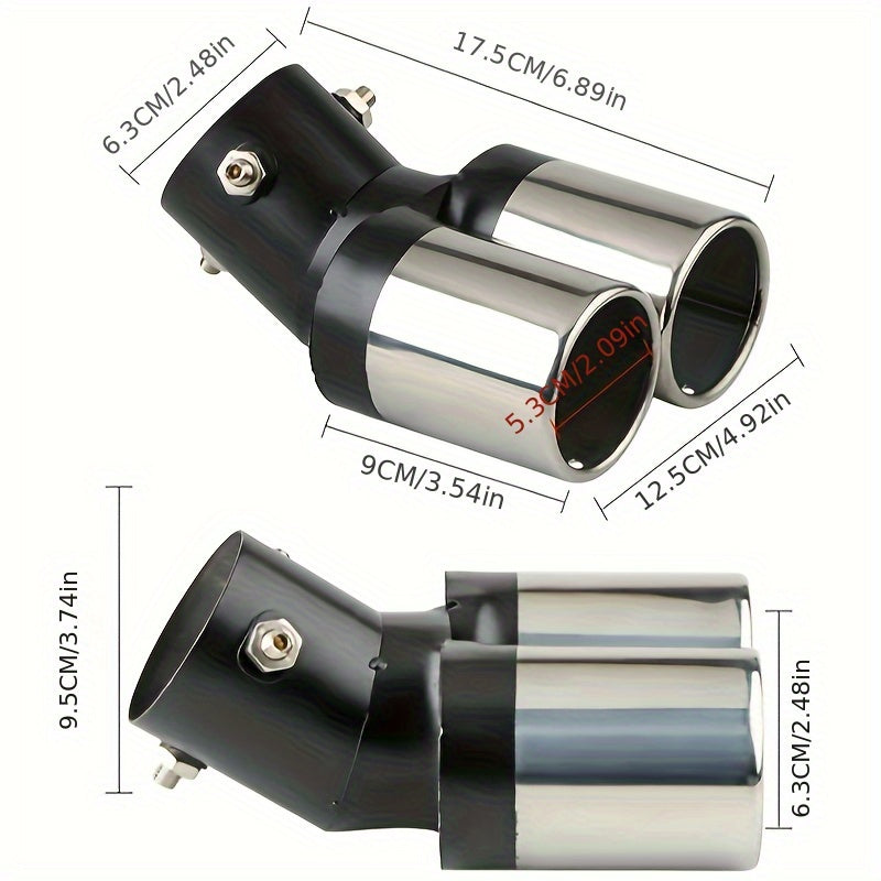 Cabezal de escape de doble salida de aire universal en cromo acero inoxidable para tubo de escape automotriz