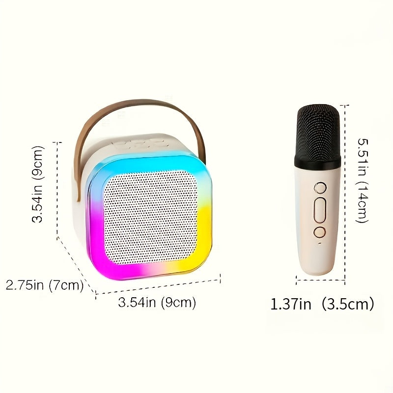 Mini Wireless Karaoke Machine with 2 Microphones for Kids and Family Use USB Rechargeable Speaker