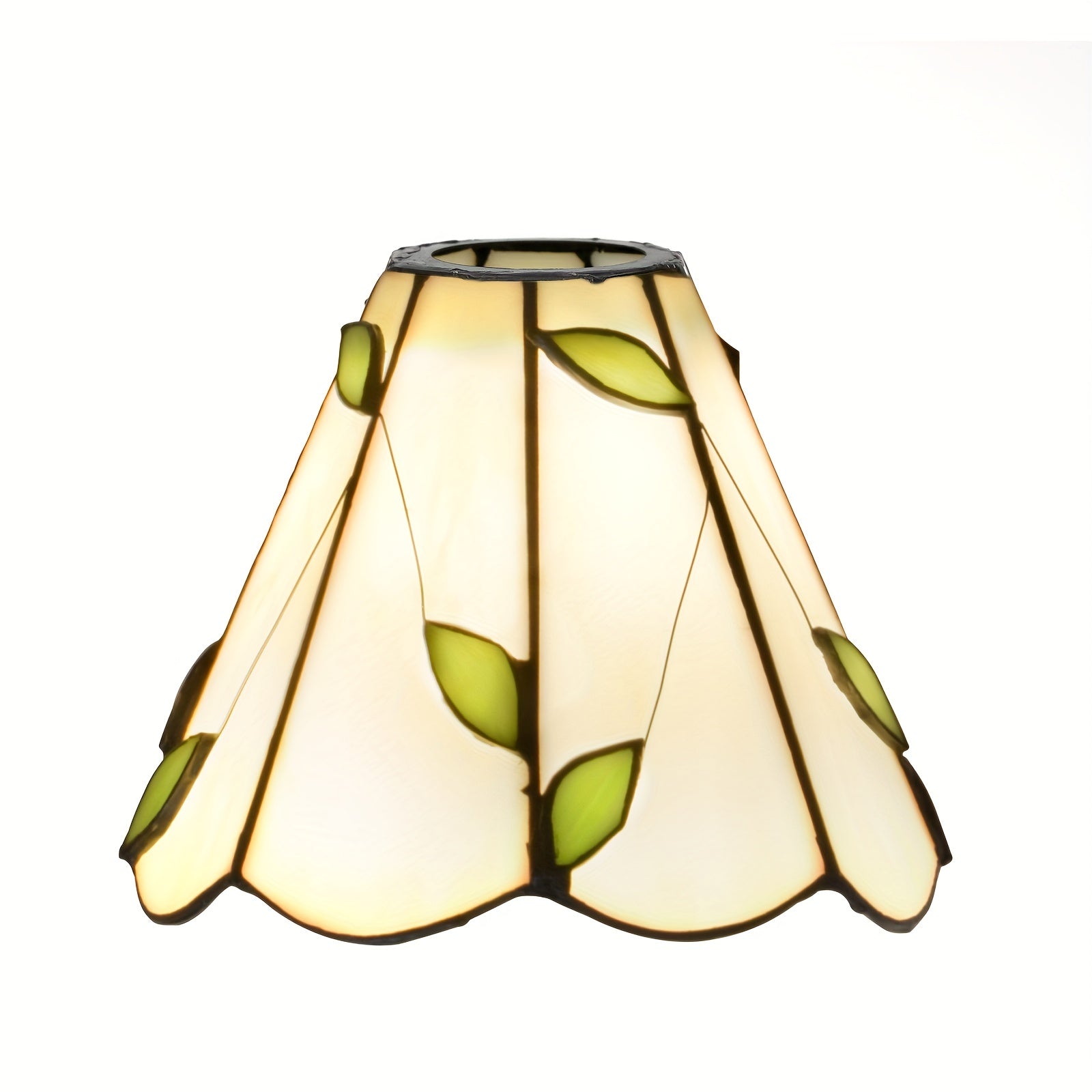6-Inch Leaf Pattern Handcrafted Stained Glass Lampshade for Pendant and Wall Lighting