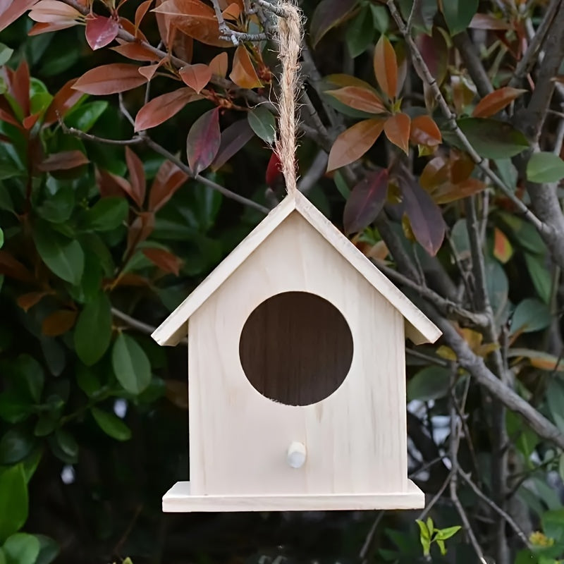 Mini Hanging Bird Feeder Made of Handcrafted Wood with Perch for Hummingbirds and Small Birds