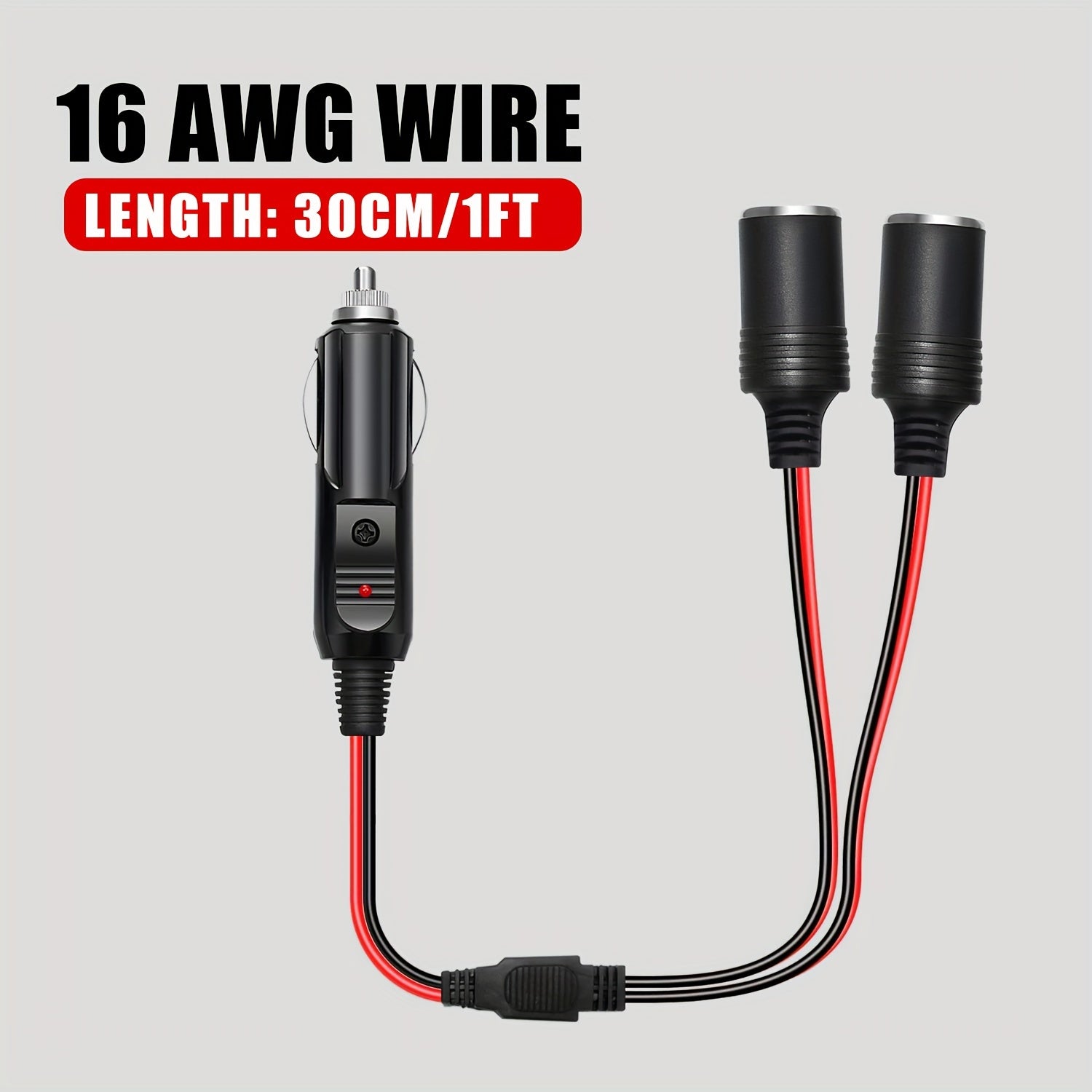 Avtomobil sigareta yong‘oqchi splitter adapteri Y-shakl 2 ro‘yxat 16AWG kengaytirish