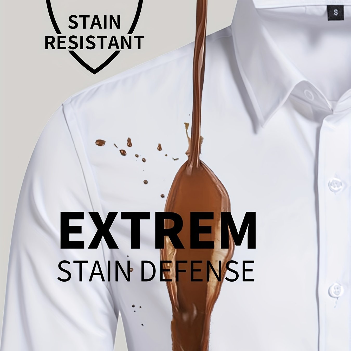 Men's All-Season Cotton-Polyester-Spandex Work Shirt Long Sleeve Lapel Button Regular Fit