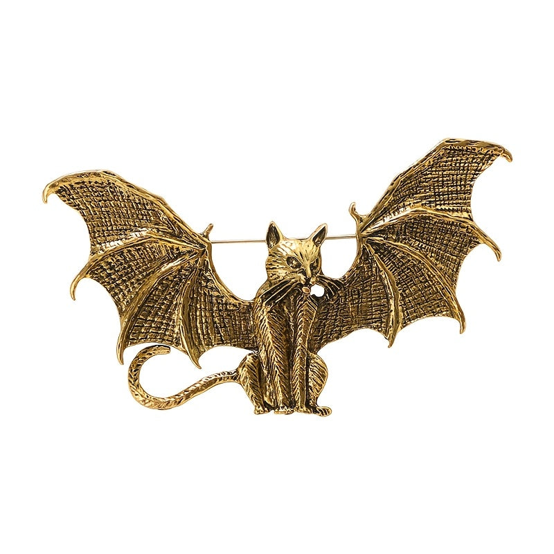 Enamel Pin Brooch Retro Gothic Bat Cat Design for Women Stylish Backpack Accessory