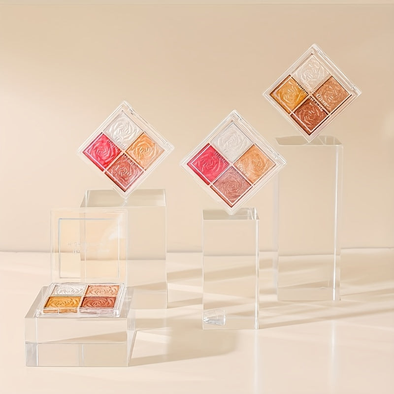 Водостойкая палетка хайлайтеров и контуров для макияжа, натуральная, в упаковке в форме розы