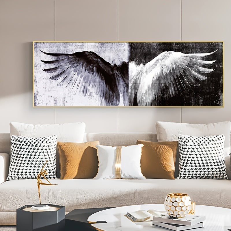 Black and White Angel Wings Canvas Wall Art Frameless Home Office Decor