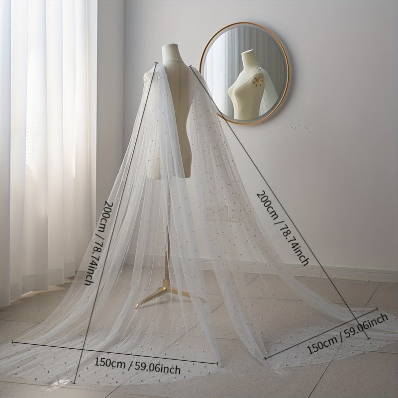 Alas de tul de novia con capas de perlas falsas, accesorios para vestido de novia