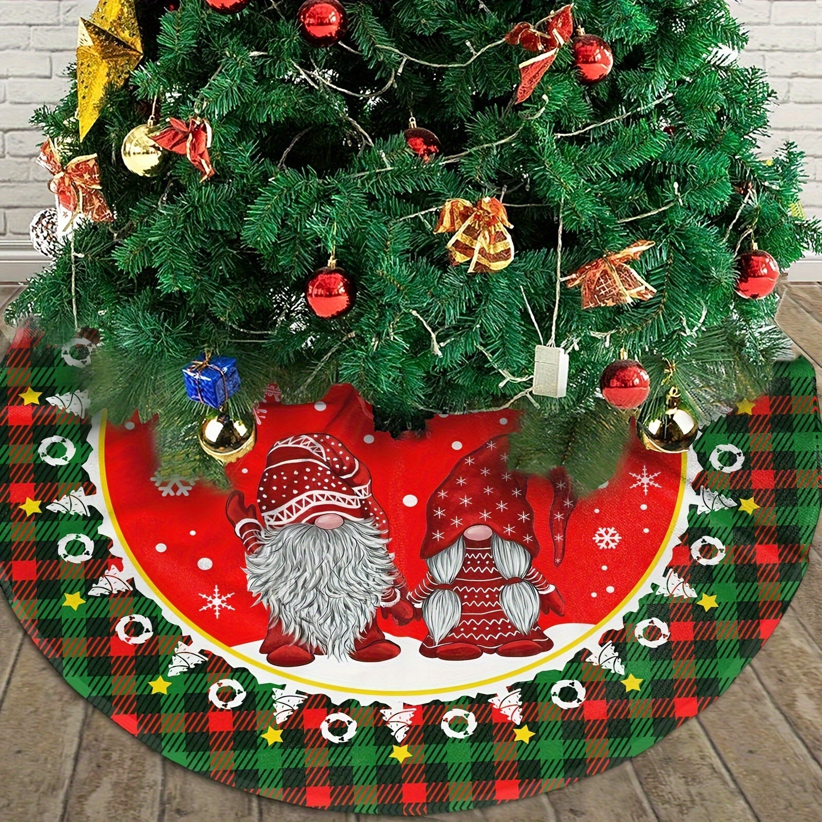 Festive Santa Claus Snowflake Christmas Tree Skirt Holiday Decor