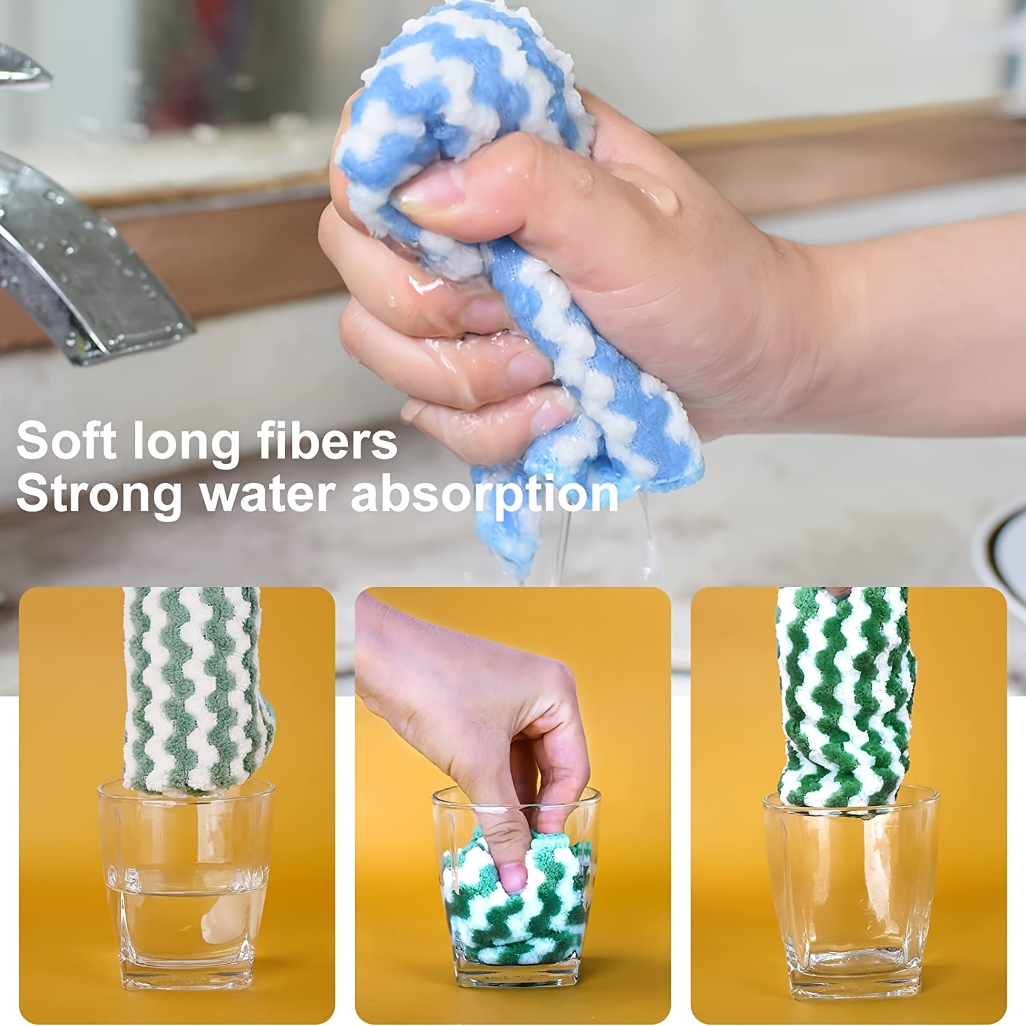 12pcs Bamboo Charcoal Fiber Kitchen Dish Towels Highly Absorbent Fast Drying Nonstick Washable