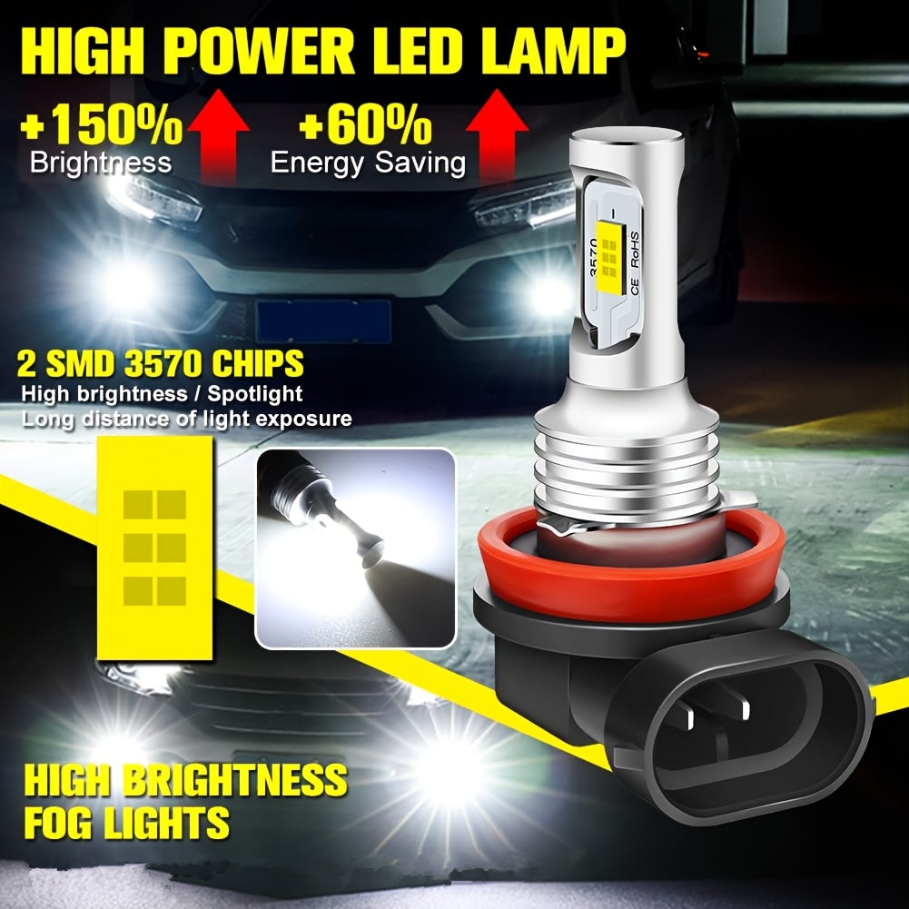 LED Car Fog Light Bulbs 2 Pack 6000K White H7 H4 H11 H8 9145 12V