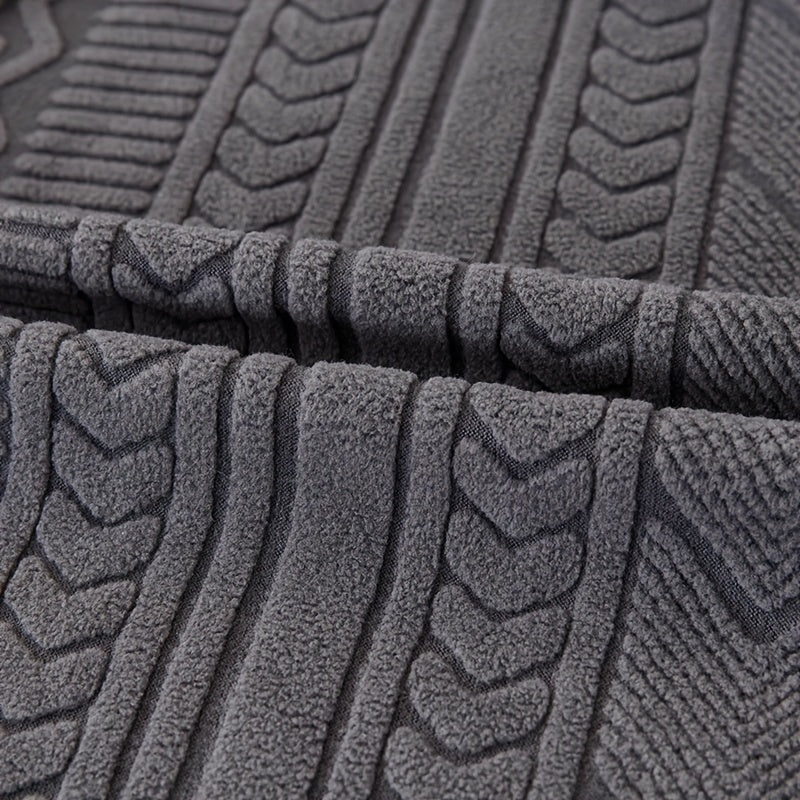 Qorong‘u kulrang chiziqli divan qopqog‘i, barcha mavsumlar uchun elastik uy himoyasi