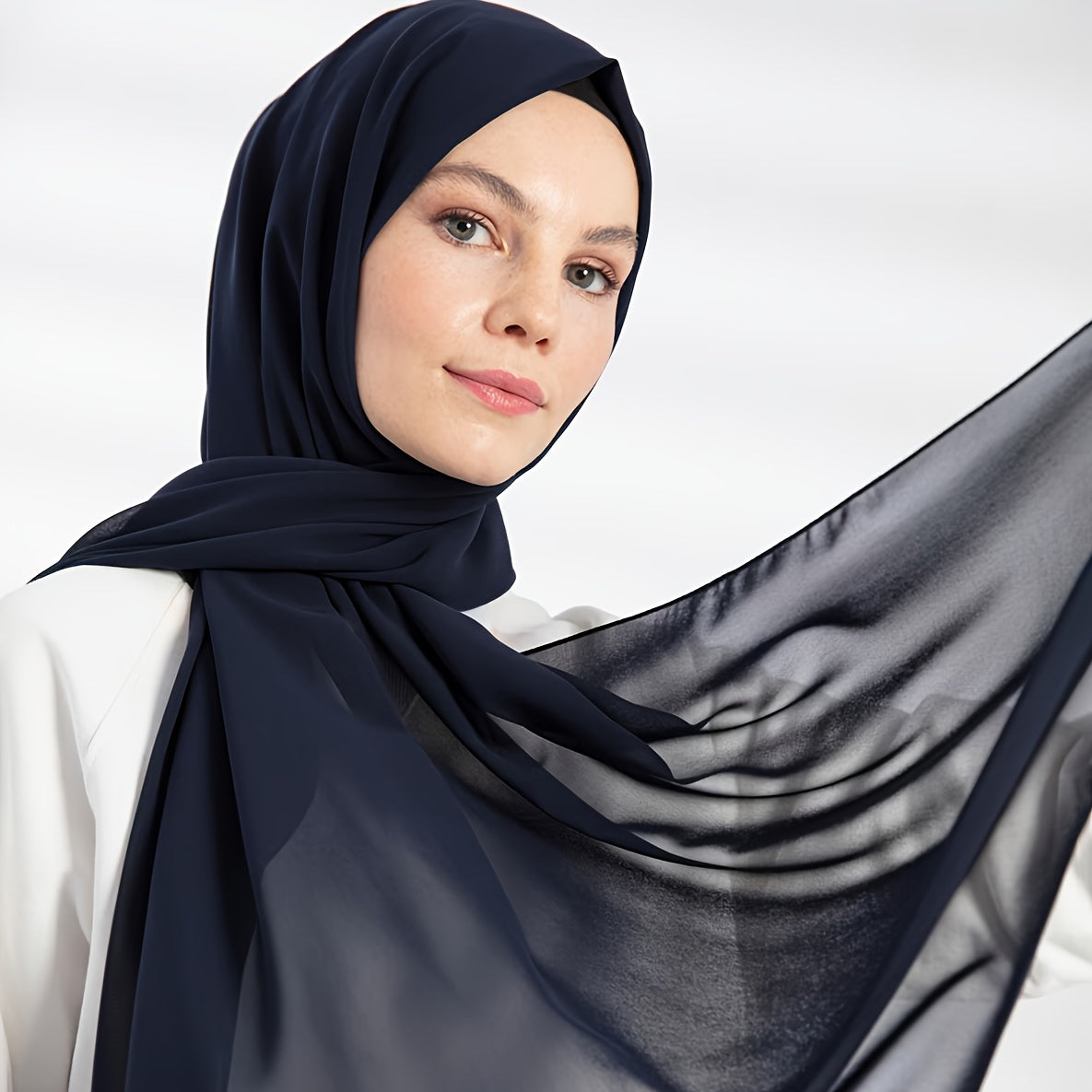 Solid Color Chiffon Hijab Lightweight Stylish Scarf for Women Eid Celebration