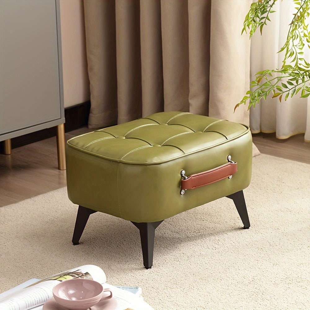 Faux Leather Small Footrest Ottoman for Living Room Entryway Office