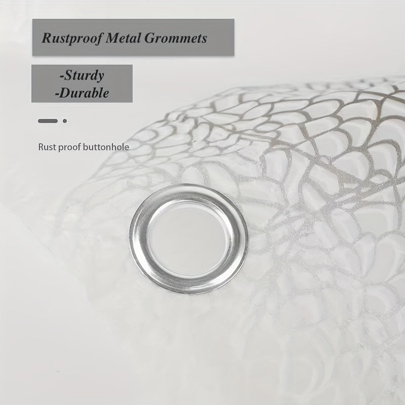 Leaf Pattern Shower Curtain Waterproof Durable Plastic Hooks Grommets Bathroom Decor