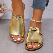 Women's Flat Sandals Slip-On Open Toe Casual Summer Shoes Vibrant Green