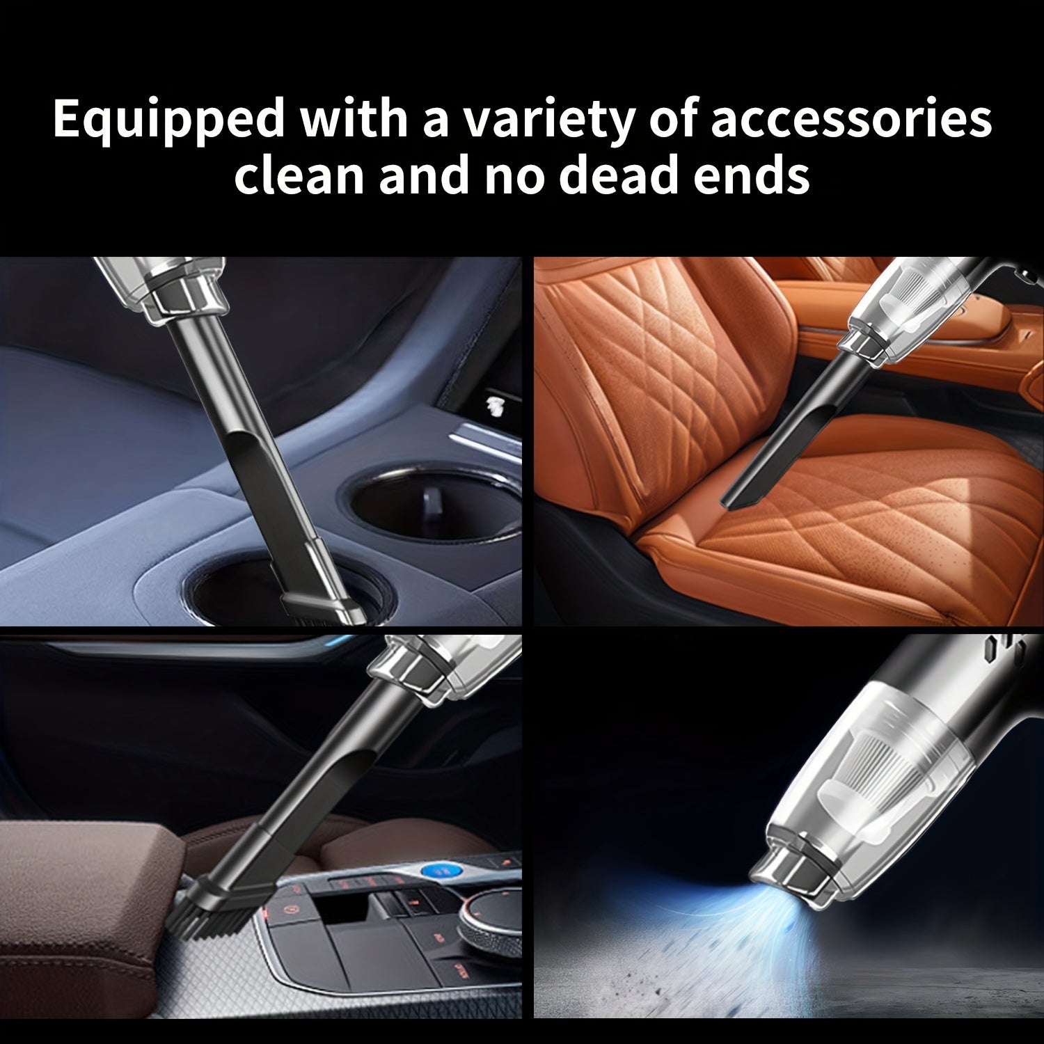 Kuchli vakuumli avtomobil, kuchli so'rish, chuqur tozalash imkoniyatlari va toza avtomobil uchun portativ 12V ishlash.