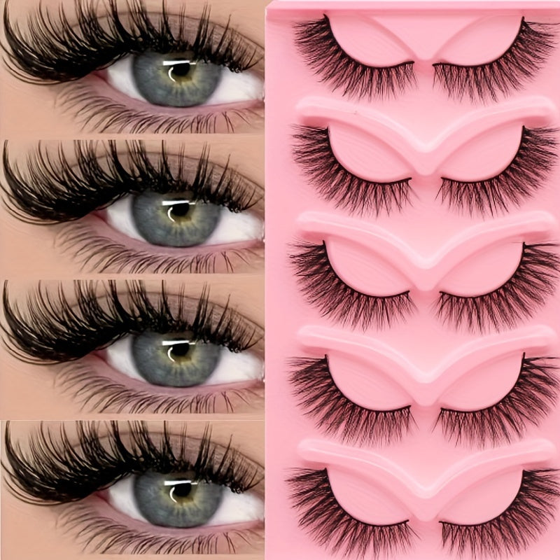 Women's False Eyelashes Cat Eye Fox Eye Curling Eye Makeup 5 Pairs