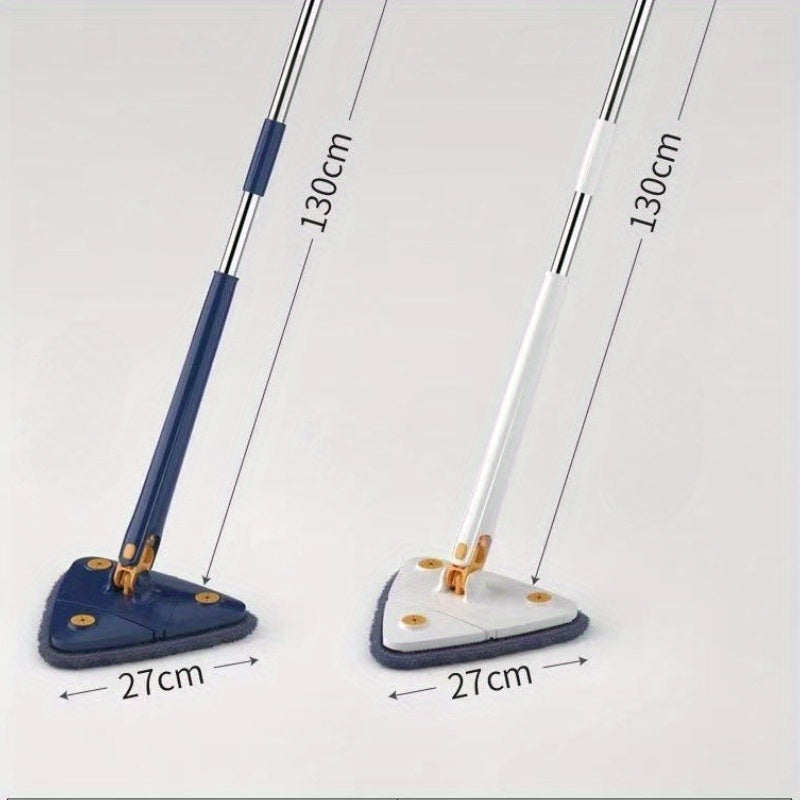 2 ta uchburchak Spin Mops to'plami, 360° burilish, uzoq tutqich, yuviladigan boshlar