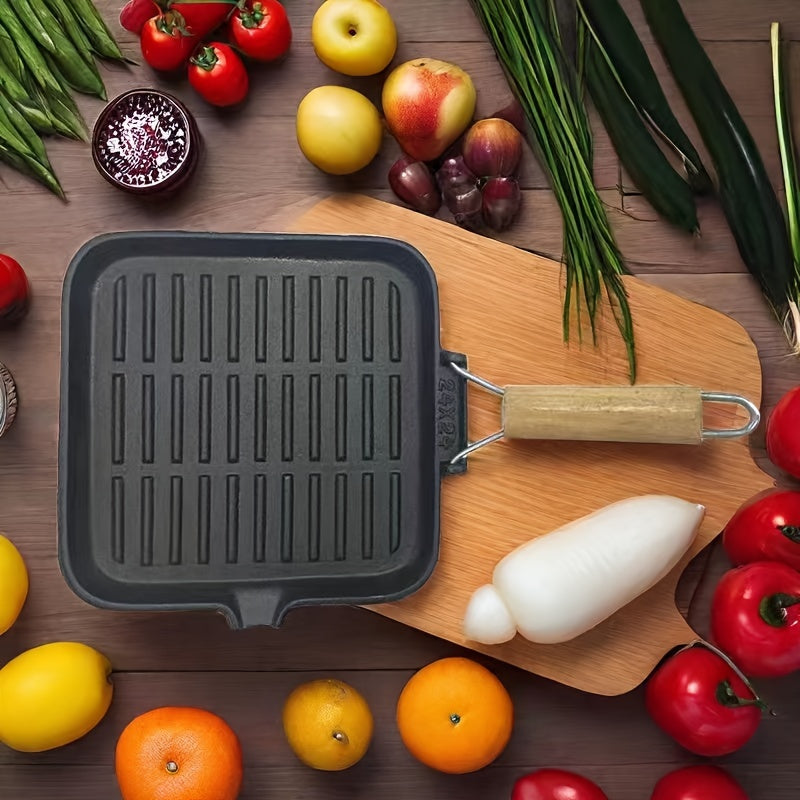 Cast Iron Skillet Non-Stick Oven-Safe with Foldable Handle for Cooking Steak