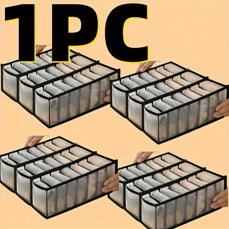 Nylon Knit Fabric Organizer Box with Dividers for Socks and Bras Space-Saving Closet Storage