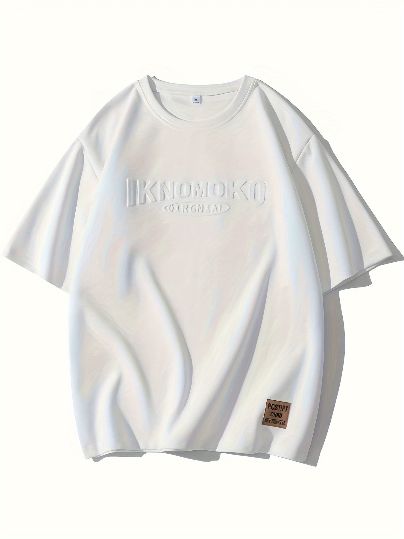 Camiseta de manga corta para hombre, transpirable, de poliéster, con patrón de letras, casual, para verano, ajuste cómodo