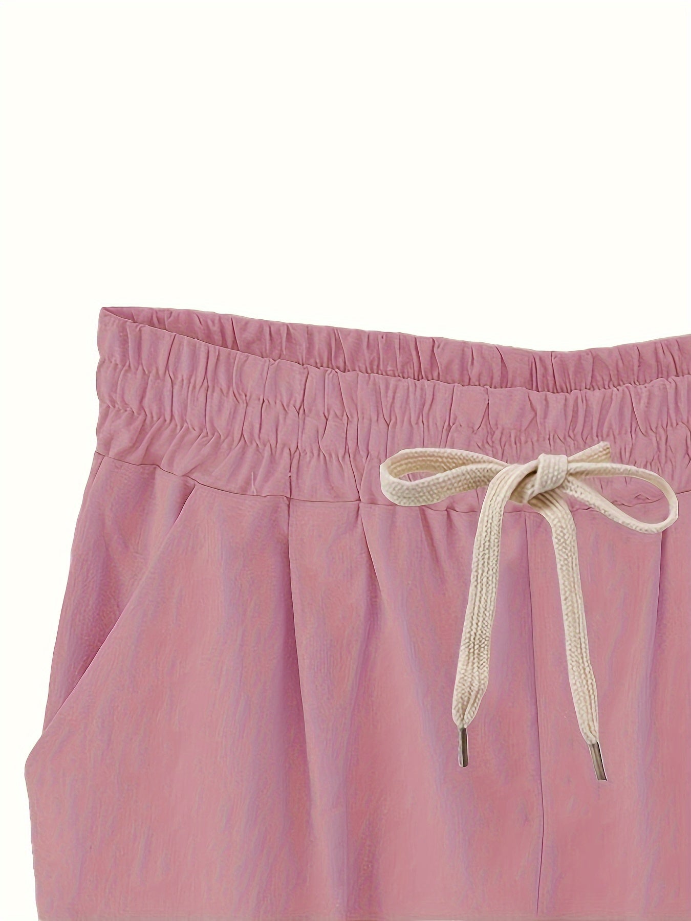 Women's Plus Size High Rise Drawstring Shorts with Pockets Solid Casual Cotton Stretch