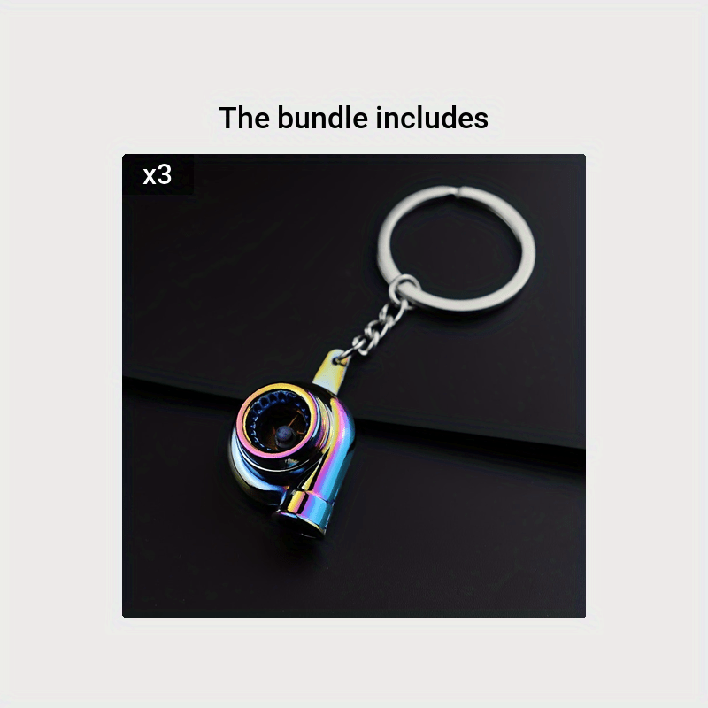Unisex Metal Golden Turbocharged Keychain Car Modification Accessory