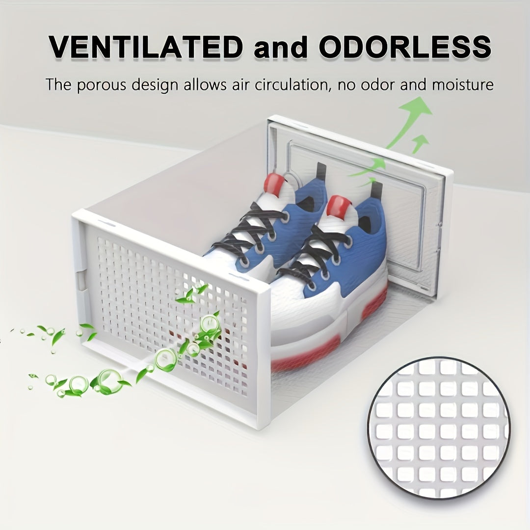 12 Pack Black Transparent XL Plastic Shoe Storage Boxes with Lids