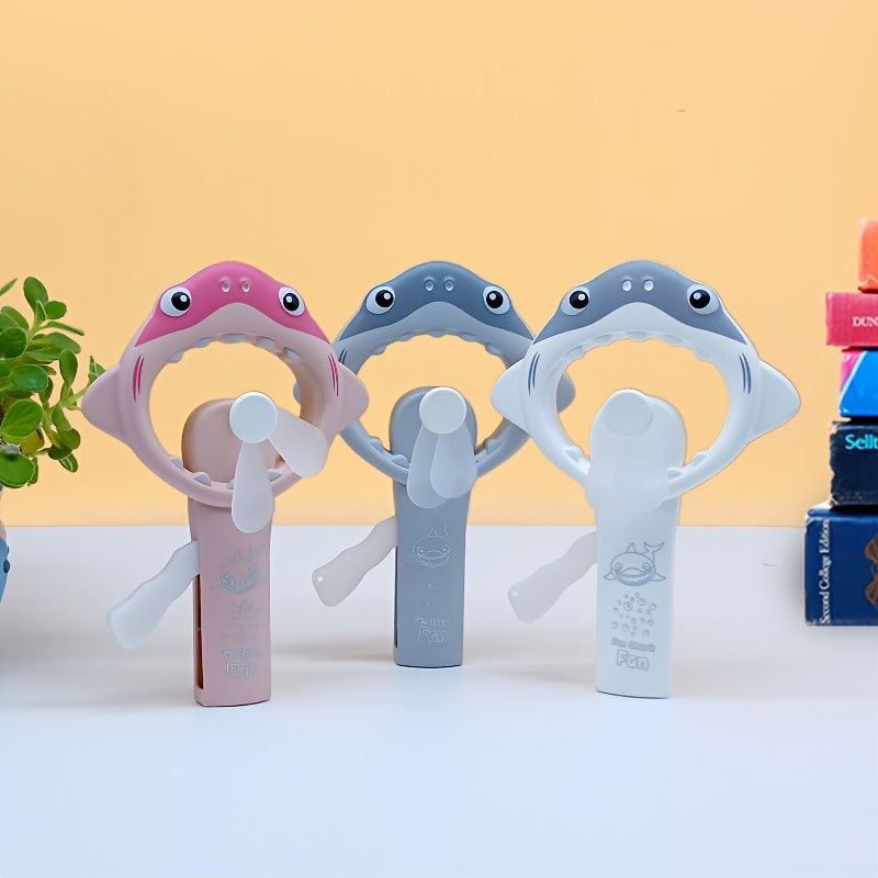 Cute Shark Handheld Fan Portable Mini Manual No Battery Required Pink Gray White Travel Party Gift