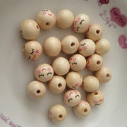 Fifty Pieces 14mm Wooden Hole Beads Ball Spacer Beads for Jewelry Making