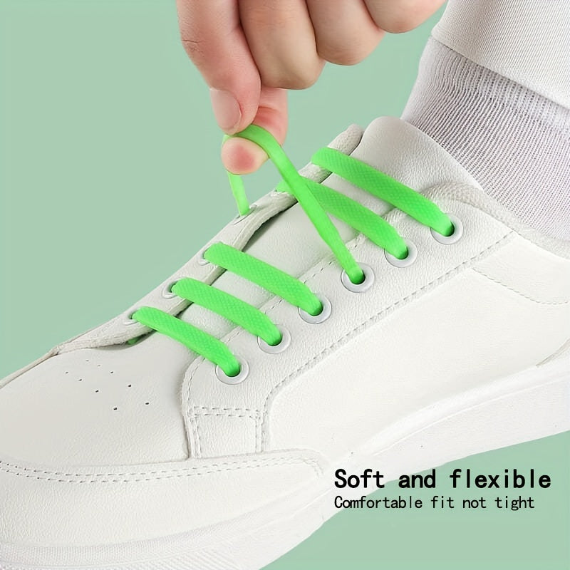 16 Pcs Silicone Elastic No-Tie Shoelaces Waterproof Stain-Resistant for Sneakers