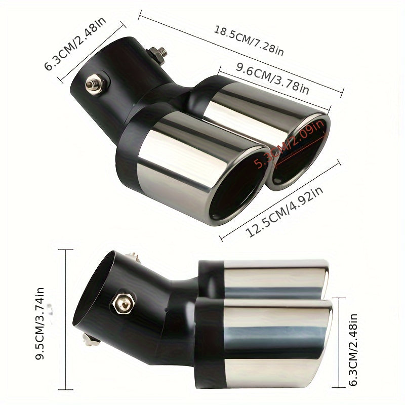 Cabezal de escape de doble salida de aire universal en cromo acero inoxidable para tubo de escape automotriz