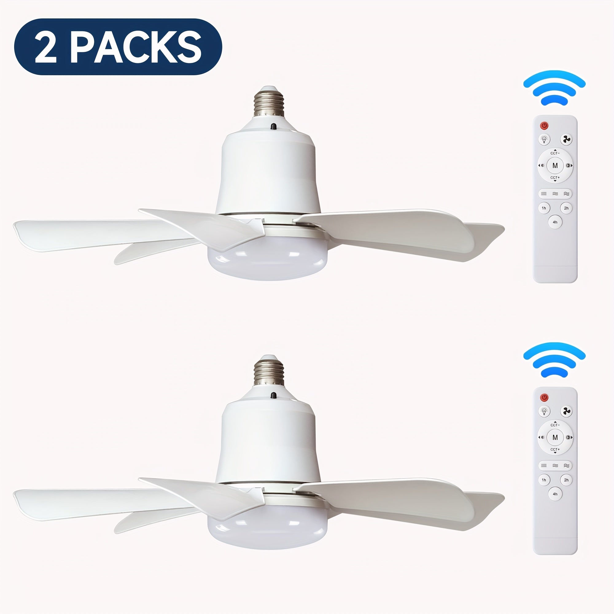 Ceiling fan lights with remote control 3-speed adjustable fan color temperature for small rooms E27 socket