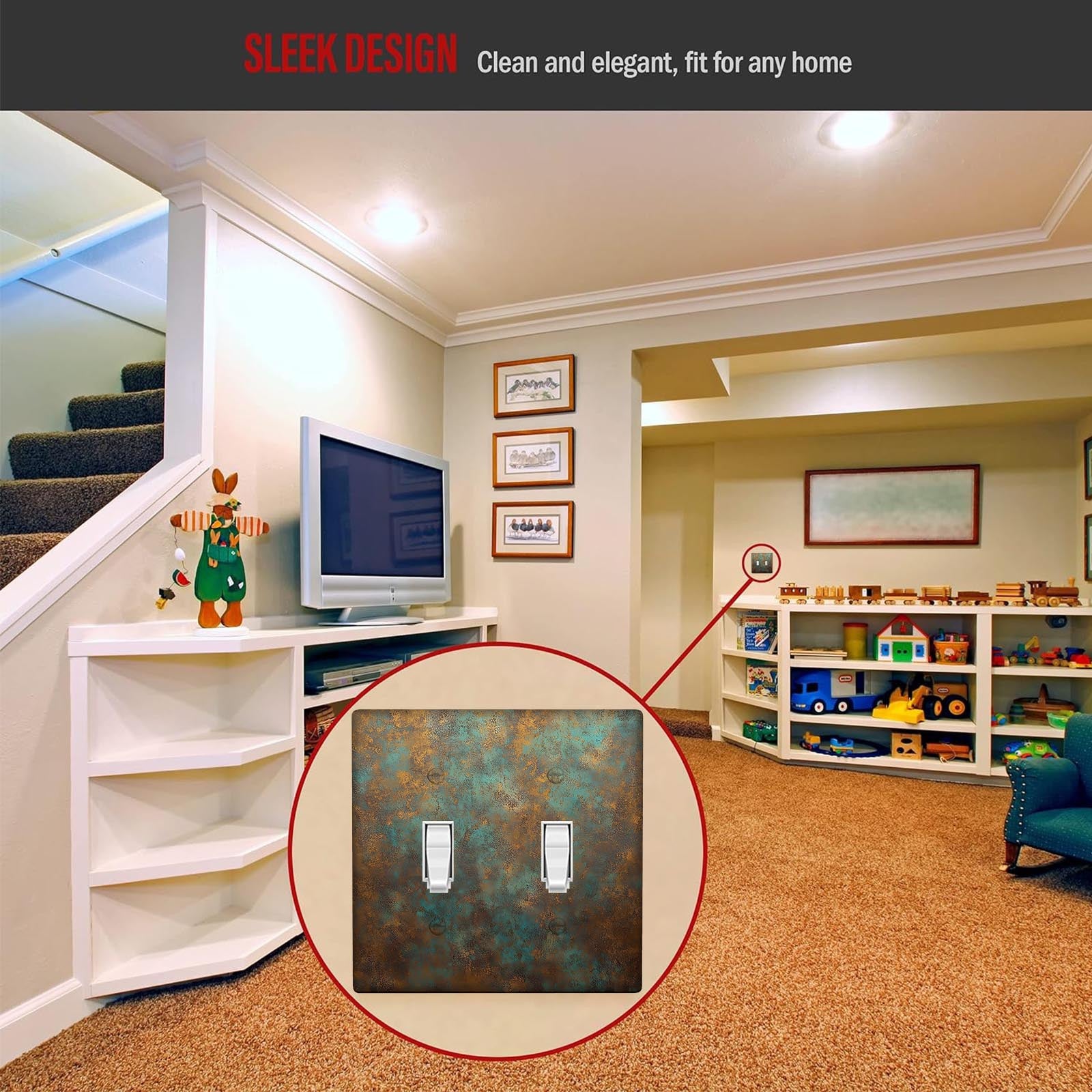 Cubierta de placa de pared con pátina de cobre envejecido para decoración del hogar 1Gang 2Gang