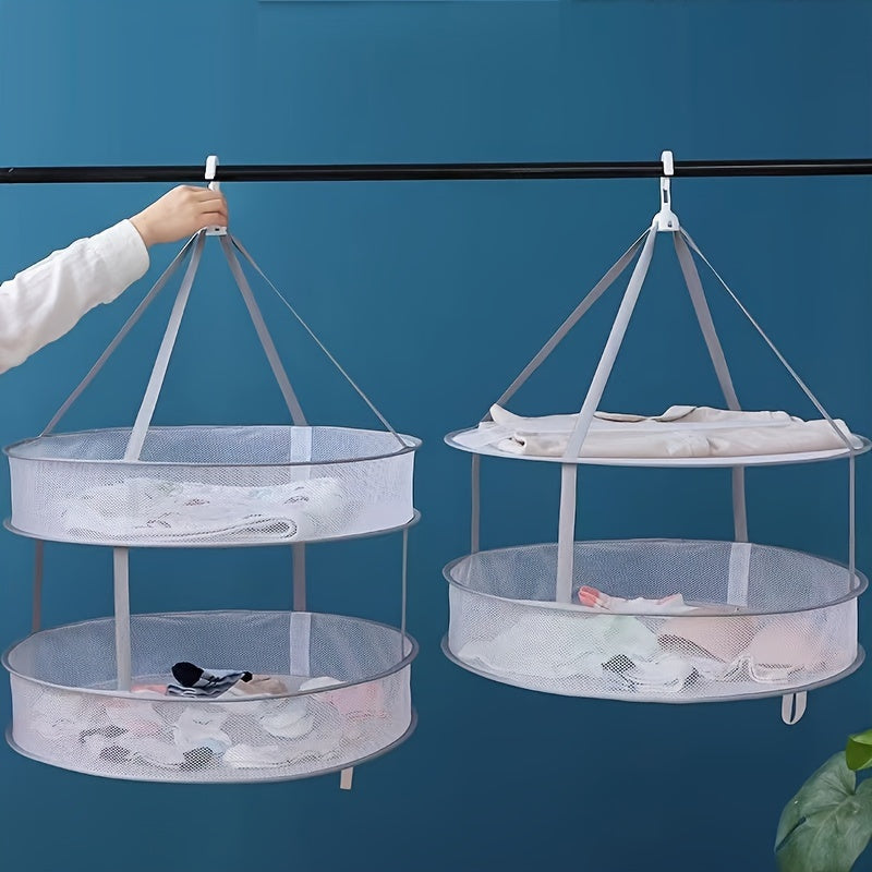 2-Tier Mesh Clothes Drying Rack Foldable Portable Indoor Outdoor Laundry Hanger