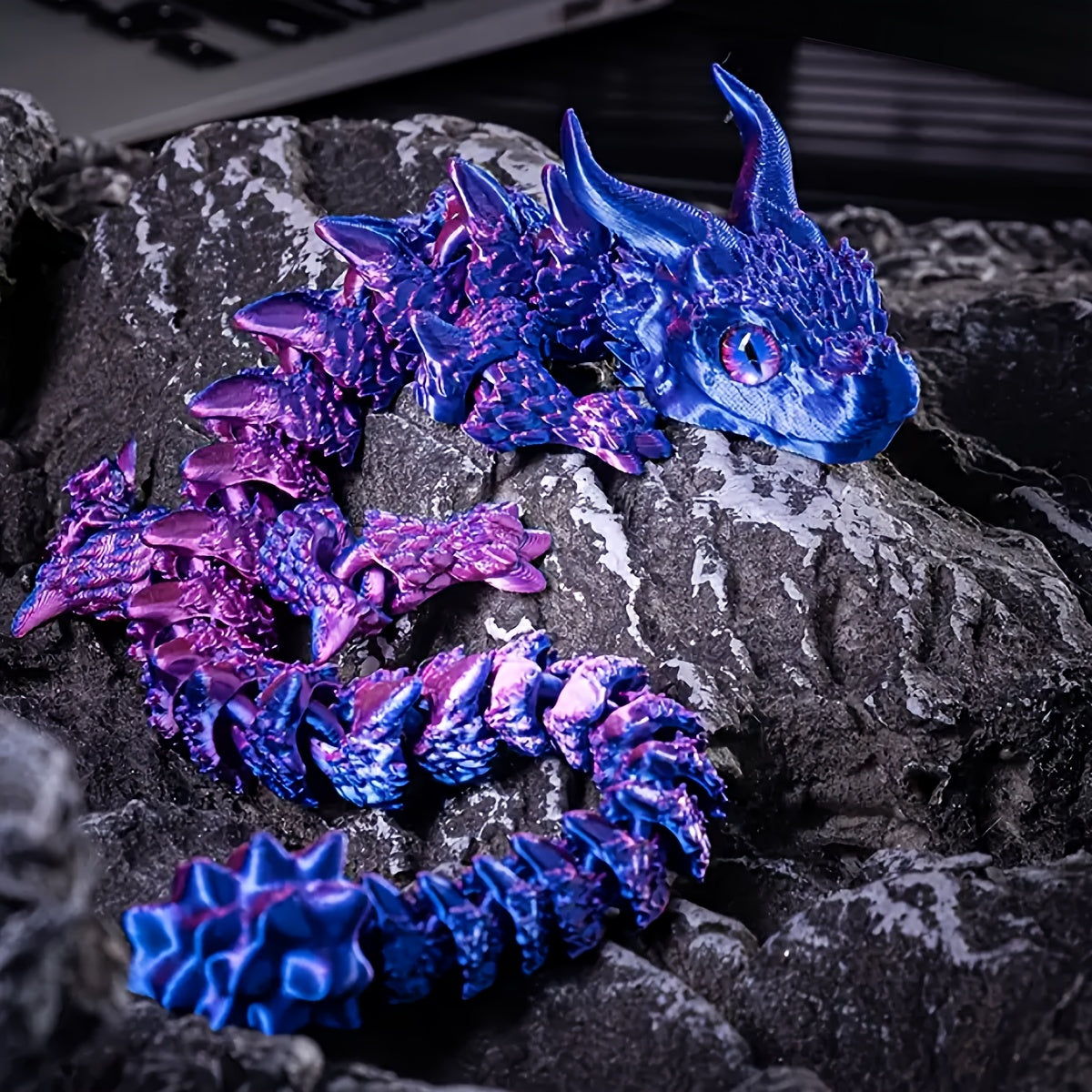 Kattalar uchun 3D chop etilgan ikki quloqli ajdaho figuri, uy uchun stol dekoratsiyasi