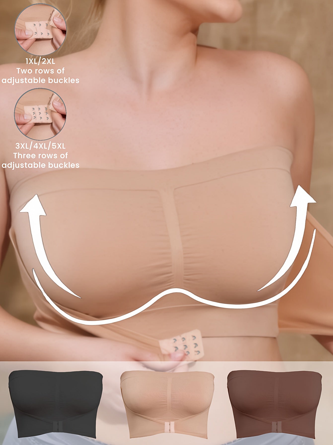 Plus Size Adjustable Strapless Sports Bra Set Breathable for Running Yoga