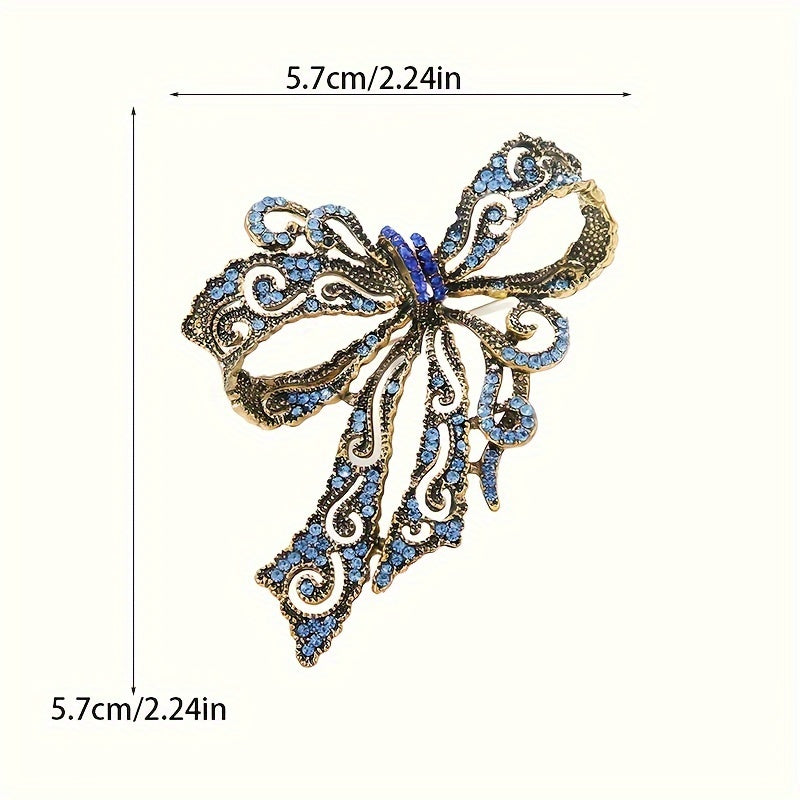 Rhinestone Bow Brooch Pin Vintage-Inspired Jewelry for Dresses Coats Bags