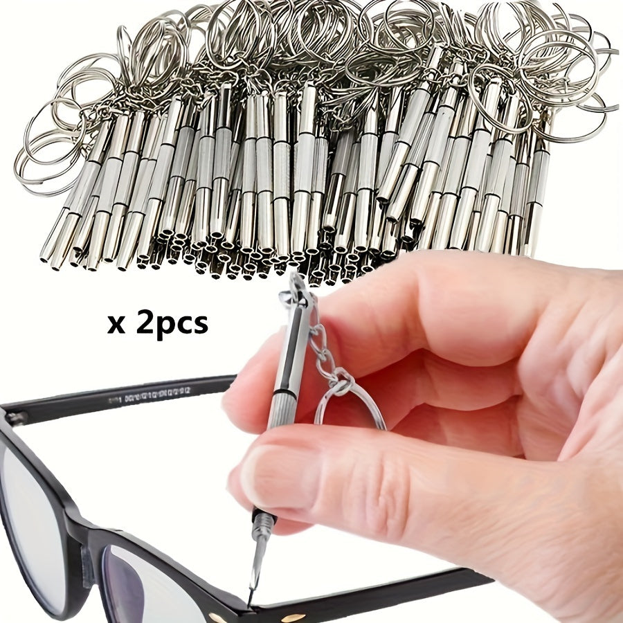 Steel Glasses Screwdriver Set with Keychain for Watch and Eyeglass Repair