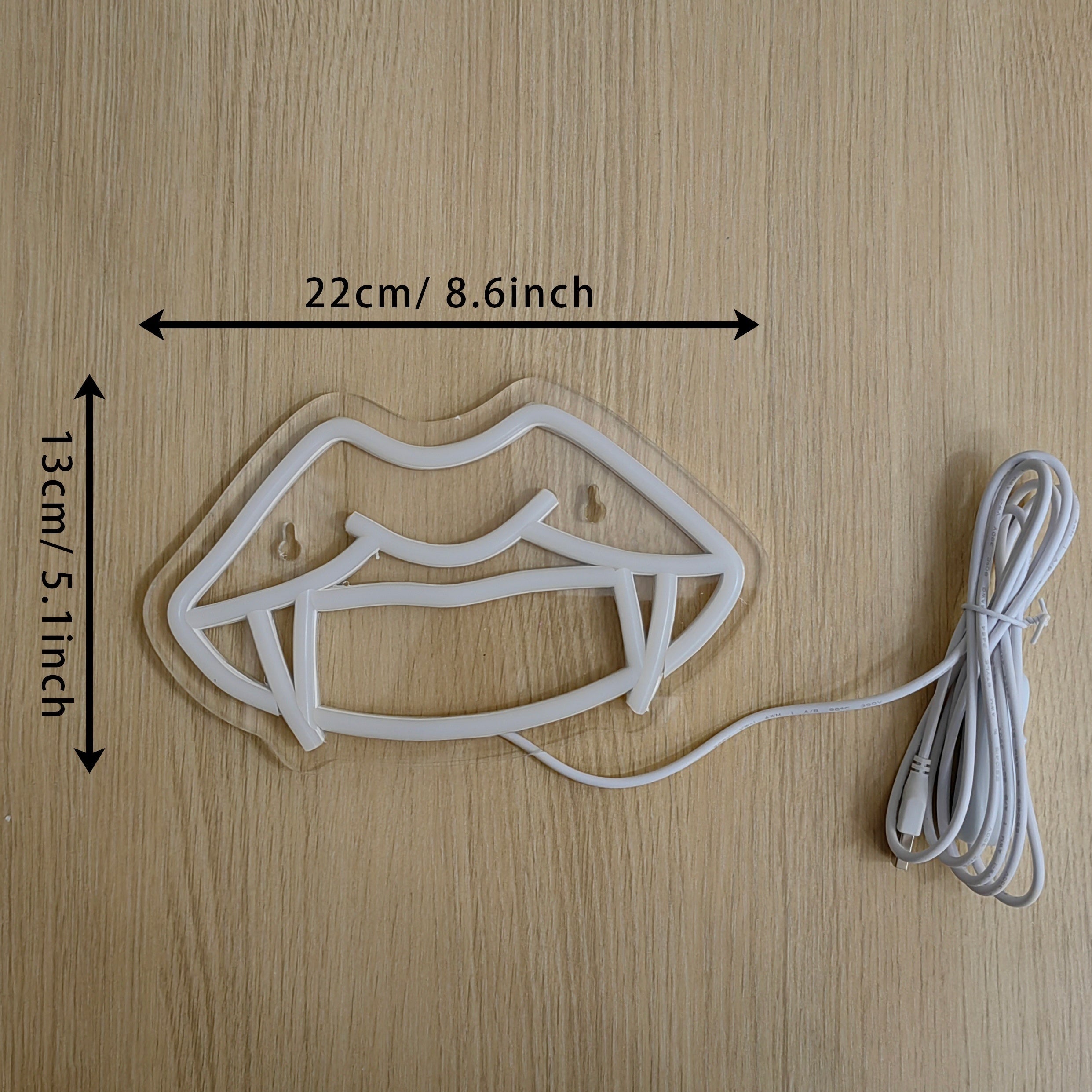 Neon Light Backboard Design with Teeth and Fangs for Man Cave Decoration USB Powered